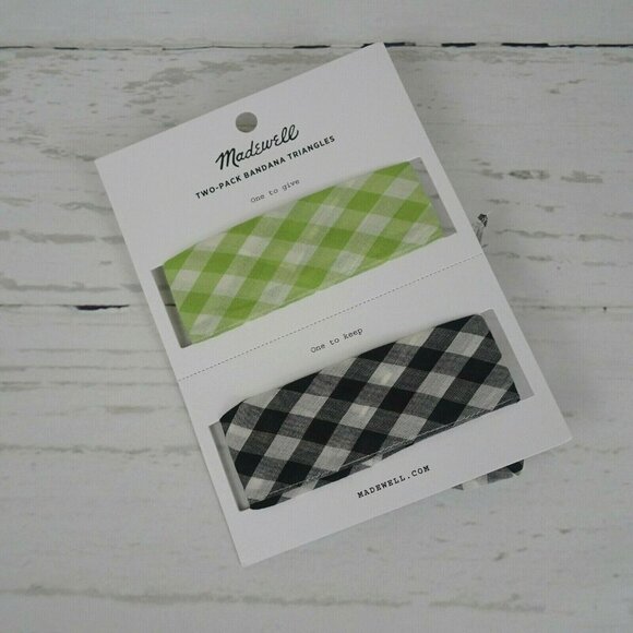 New Madewell Triangle Bandanas 2-Pack Gingham Plaid Scarves Bohemian - Picture 4 of 9